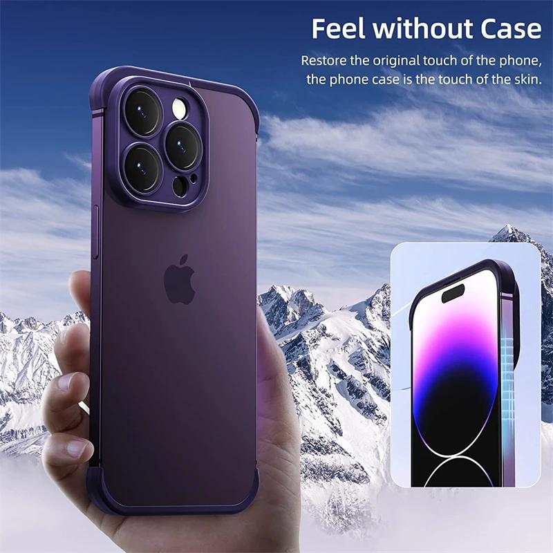 Frameless TPU Silicone Bumper with Glass Lens Protector Case for IPhone 14 13 12 15 Pro Max Plus 14Pro 13Pro Iphone 14 Cover
