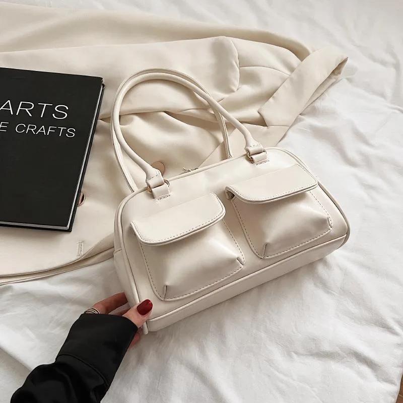 Shoulder Chubby Bags For Women Stand Oil Style Bowling Boston Pockets Desinger Shopping Bag Handbag  Purses And Handbags
