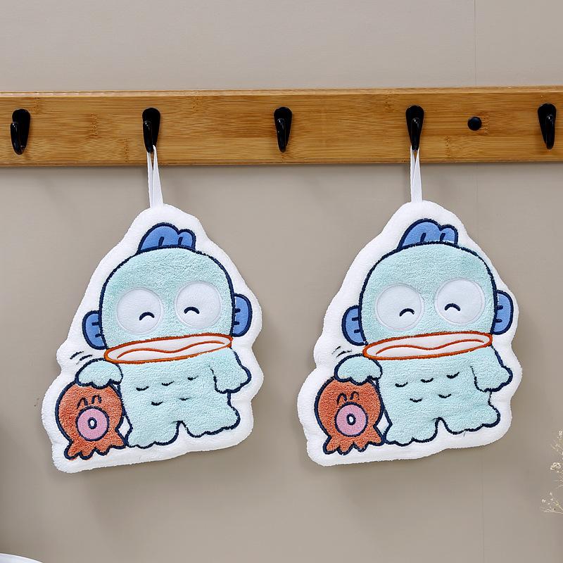New Cartoon Clownfish, Coral Fleece, Water-absorbing and Quick-drying Children's Hand Wipes, Small Square Towels, Octopus Can Hang Non-smelly Hand