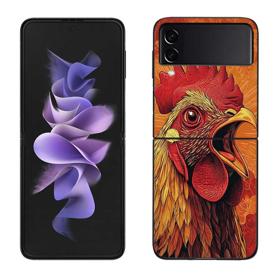 

Cool Rooster Making Money Phone Case For Samsung Z Flip 7 6 5G Galaxy Z Flip 5 4 3 Black Hard Cell Cover Luxury PC Shell Coque Samsung Z Flip 3 5G