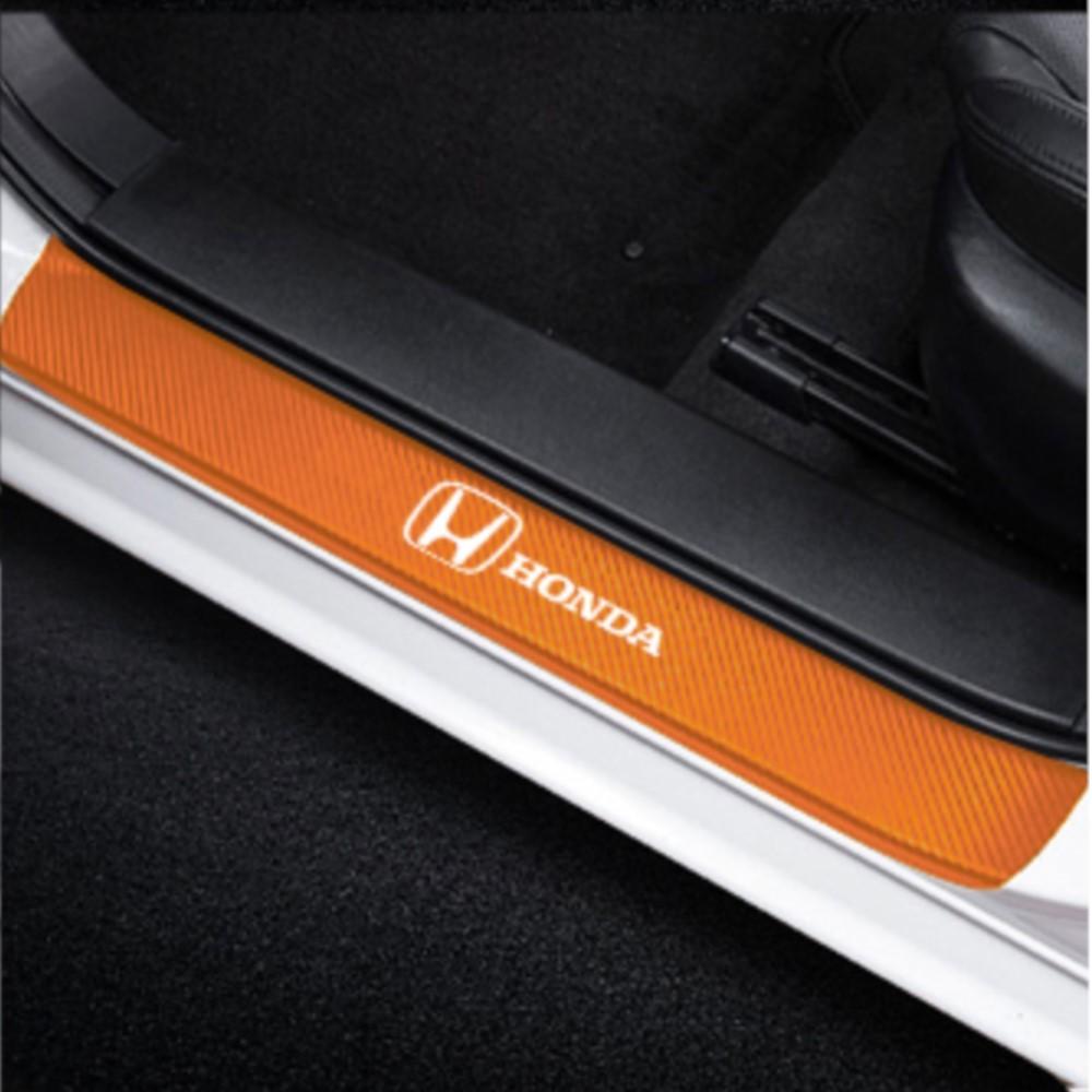Dncr6 4Pcs Carbon Fiber Car Door Threshold Sill Sticker Badge For Honda Mugen Typer ACCORD Airwave Avancier Civic INSPIRE GK5 CRV XRV