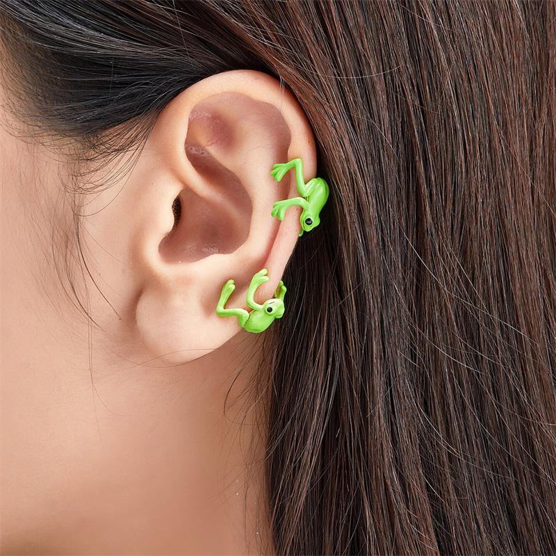 Funny Green Frog Stud Earrings For Women Cute Animal Frog Ear Clip Piercing Studs Y2k Aesthetics Jewelry Gifts