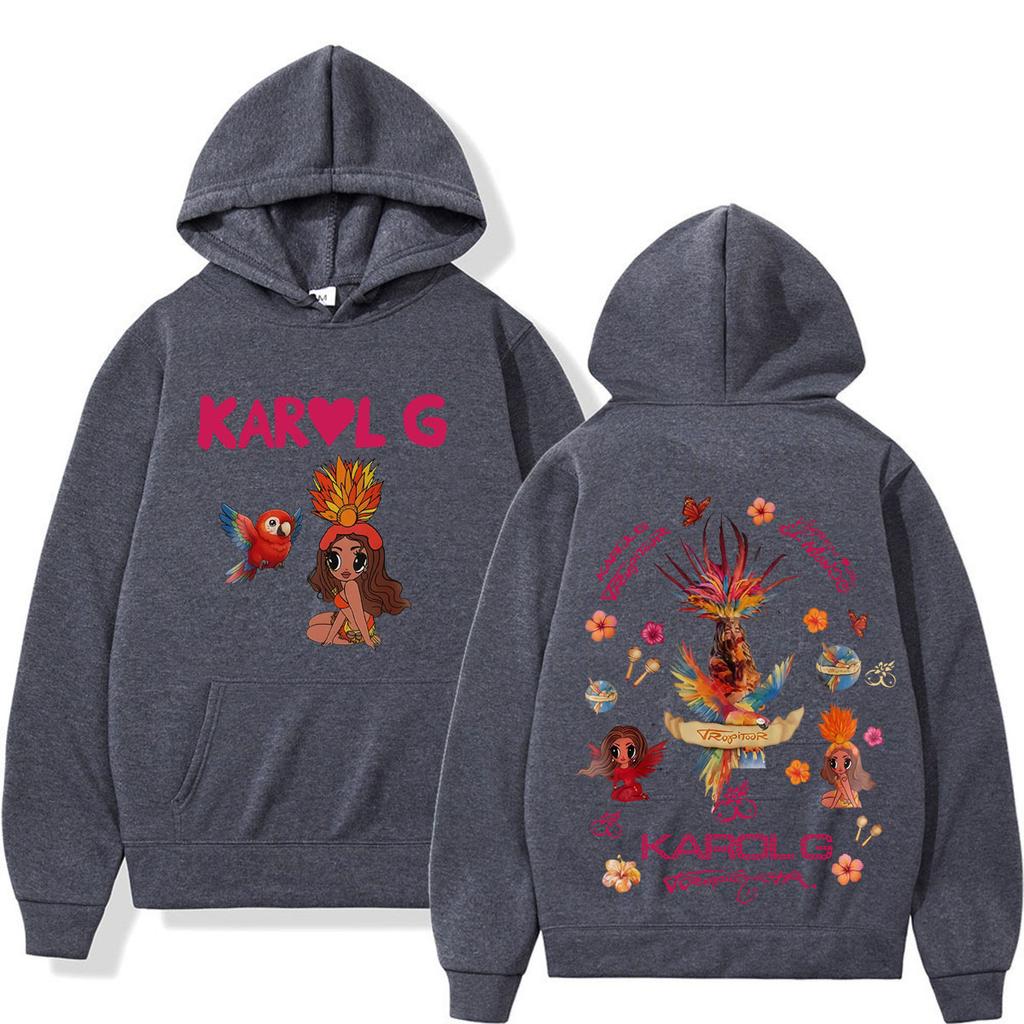 Karol G Viajando Por El Mundo Tropitour 2026 Graphics Hoodie Unisex Fashion Sweatshirts Long Sleeves Casual Hip-hop Pullovers