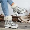 Fashion Women's Single Boots Winter New Thick-soled Leopard Print Frosted Zipper Cotton Boots Casual Comfort Warm Elevating Snow Boots