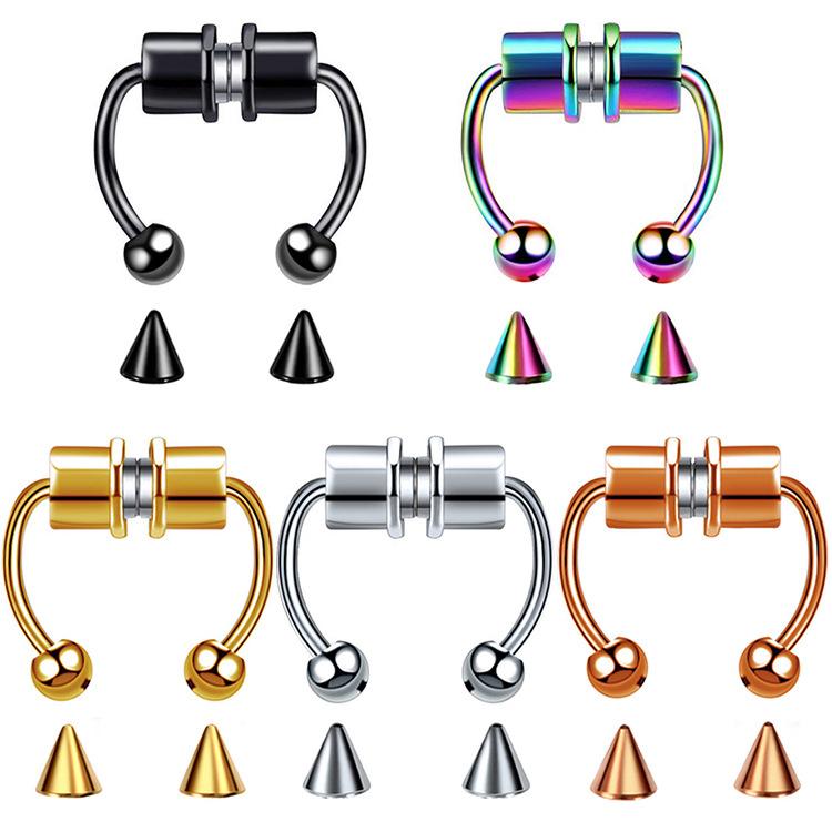 Magnetic Horseshoe Nose Rings, 316L Stainless Steel, Faux Septum Rings, Fake Piercing, Clip on, Hoop Rings, Gift for Women, Girl