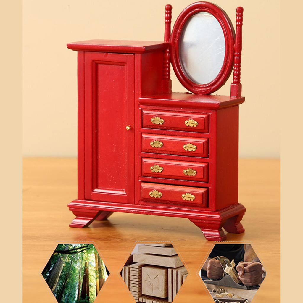 Miniature Dollhouse Vanity Table 1/12 Scale Vintage Dressing Table with Realistic Details for Dollhouse Room Decors
