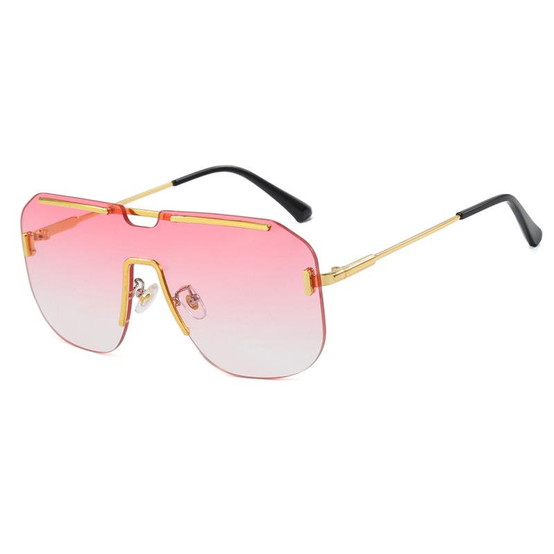 Square Large Frame One-Piece Sunglasses Rimless Sunglasses Trendy Metal Sunglasses Premium Lady