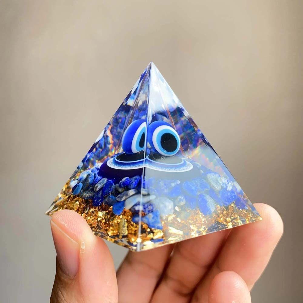 Fortune Lucky Pyramid Figurine Crystal Stone Evil Eye Pyramid Evil Eye Ornament  Decor Crafts