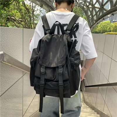 Schwarzer Rucksack Herren trendige Marke koreanische Version ins Nylonrucksack lässig Student große Kapazität Schultasche Damen