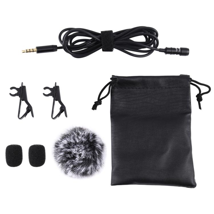 PULUZ 1,5m 3,5mm Jack Clip-on Ledningsbaseret Kondensator Optagemikrofon
