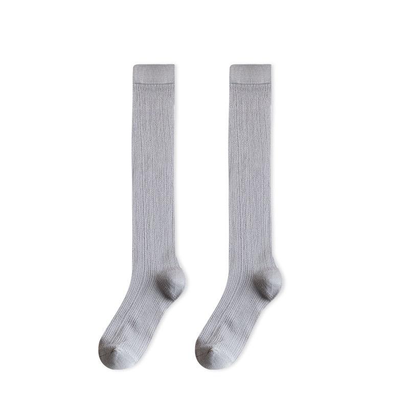 

Женские сетчатые длинные носки, чулки до колена для девочек, однотонные длинные носки-трубы серый