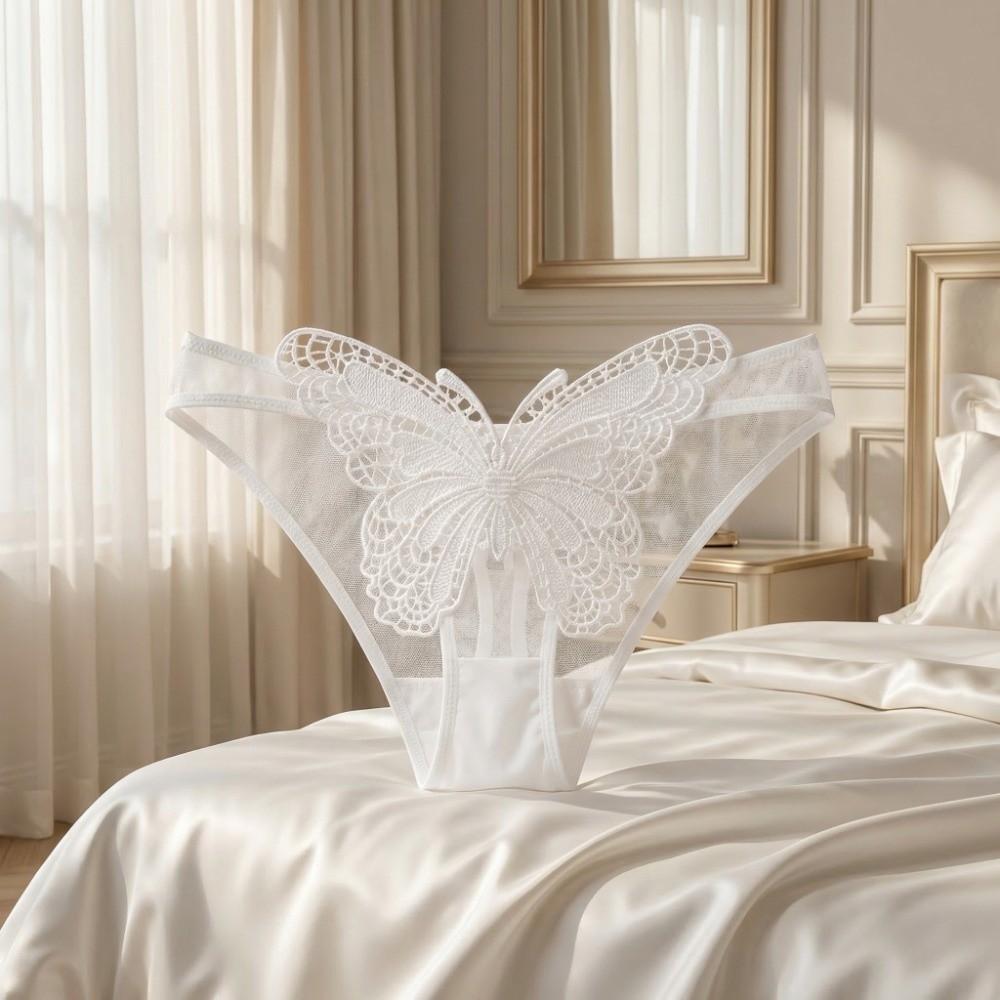 Low Waist Butterfly Mesh Briefs Women Embroidered Embroidery Underwear Romantic Night