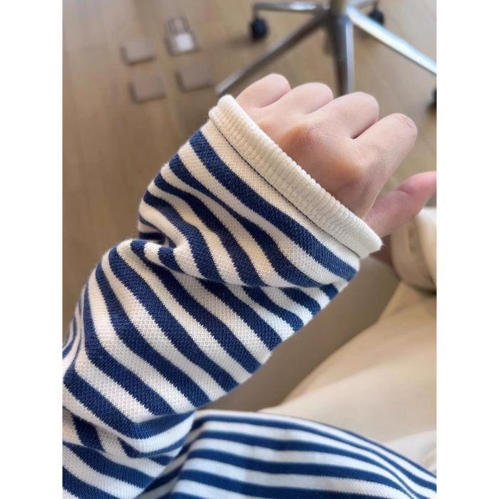 Niszowa bluza w paski z blokami kolorów - Jesień/Zima 2025, Luźny sweter z długim rękawem