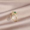 Design Fashion Jewelry 14K Real Gold Plating Simple Emerald Square Zircon Ring Elegant Women's Daily Work Accessories