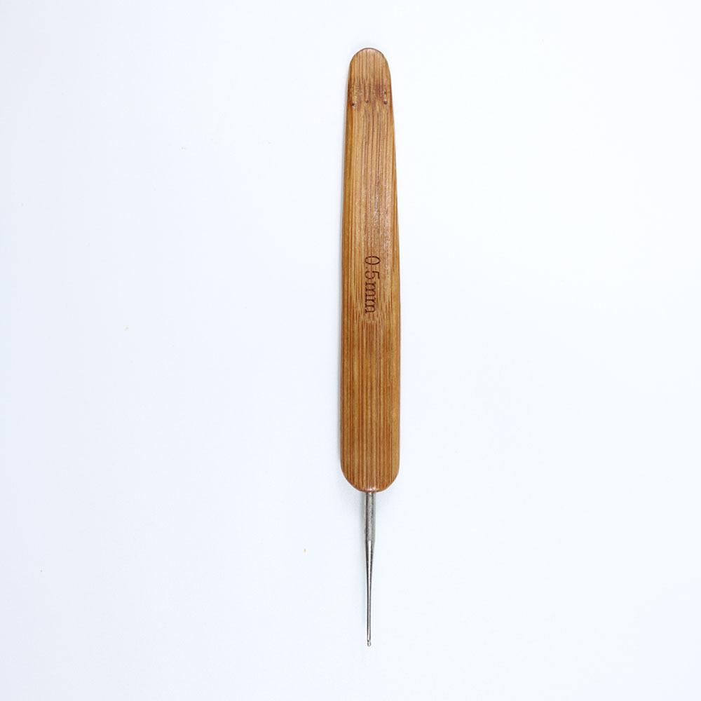 Single Head Bamboo Handle Crochet Metal Head Double Head Hair Extension Dreadlocks Crochet 3 Heads Wool Wood Lace Fine Hook Single crochet hook 0.5mm 3 hooks 1 piece