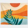Watercolor Sea Sunset Tropical Forest Print Tapestry  Plants Abstract Landscape Living Room Bedroom Home Decor