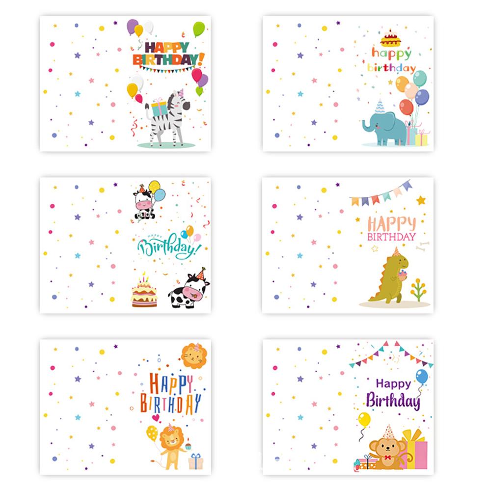 

6 cards+6 envelopes Birthday greeting cards English blessings small cards Party decoration cards with envelopes белый