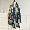 High-end imitation cashmere scarf women's winter warm thickened double-sided long shawl art color matching thick scarf