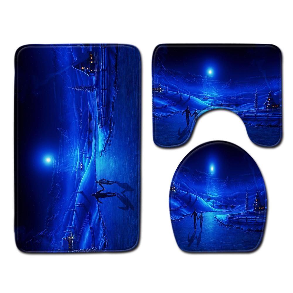 Christmas Bathroom Floor Mat Toilet Three-Piece Set