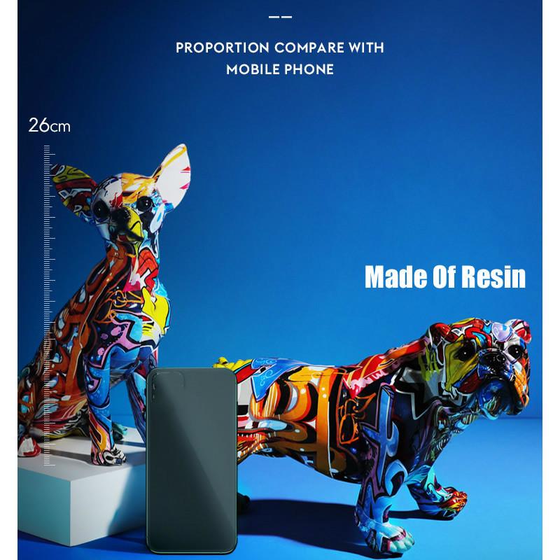 Chihuahua Dog Creative Colorful  Statue Figurine Resin Sculpture Home Office Bar Store Decoration Ornament Crafts