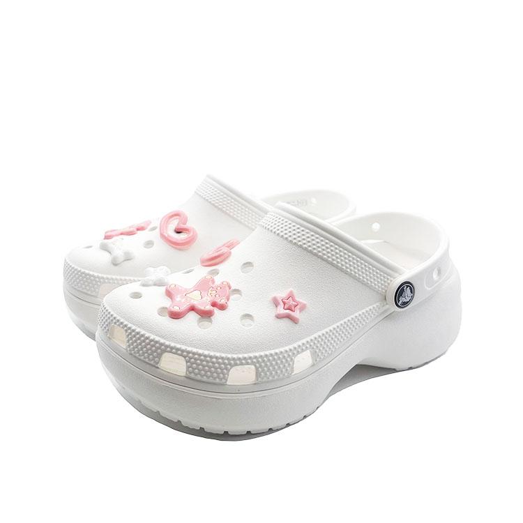 Crocs Classic Platform Lined Clog Cute Campus Beach EVA Comfortable and Versatile Hole Shoes Unisex White