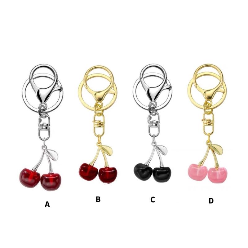 Elegant Cherry Keychain Accessory Stylish Cherry Shaped Pendant Key Rings Lightweight Key Chain for Everyday Use