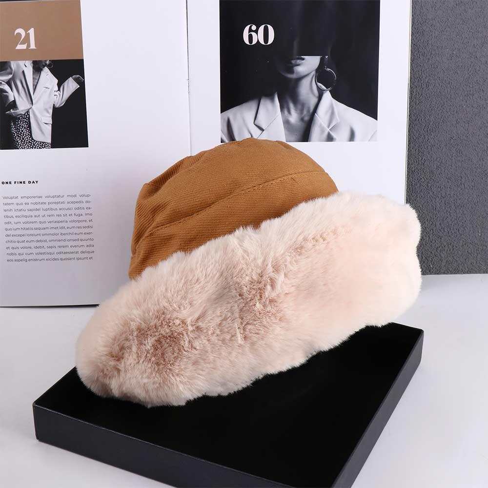 For Girl Warm Large Japanese Winter Korean Style Beanies Plush Bucket  Hat Women Hat Woolen