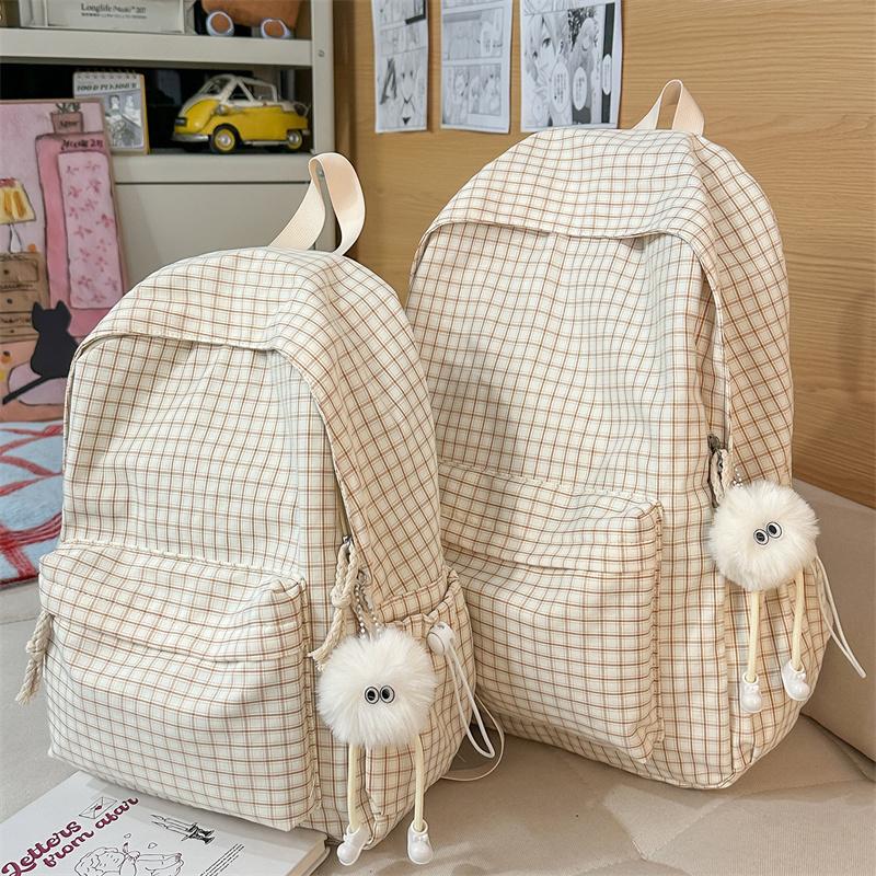 Plecak Szkolny na Kampus Kratkowany Plecak Duża Pojemność Podróżny Lekki Plecak