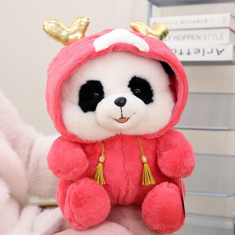 

Cute Panda Falling In Love With Dragon Plush Toy Mascot Panda Dragon Doll For Kids New Year Gift Soft Short Plush Pink 22cm/27cm/37cm/47cm 22cm/8.66in