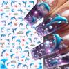 1 Sheet Holographic Jellyfish Dolphin Nail Art Stickers 3D Mermaid Ocean Shell Nail Decals Adhesive Ocean Beach Designs Nails