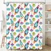Space Ship Shower Curtain Cartoon Rockets Aliens Pattern for Bathroom Decorations Blue Green Red Black White Waterproof Fabric C