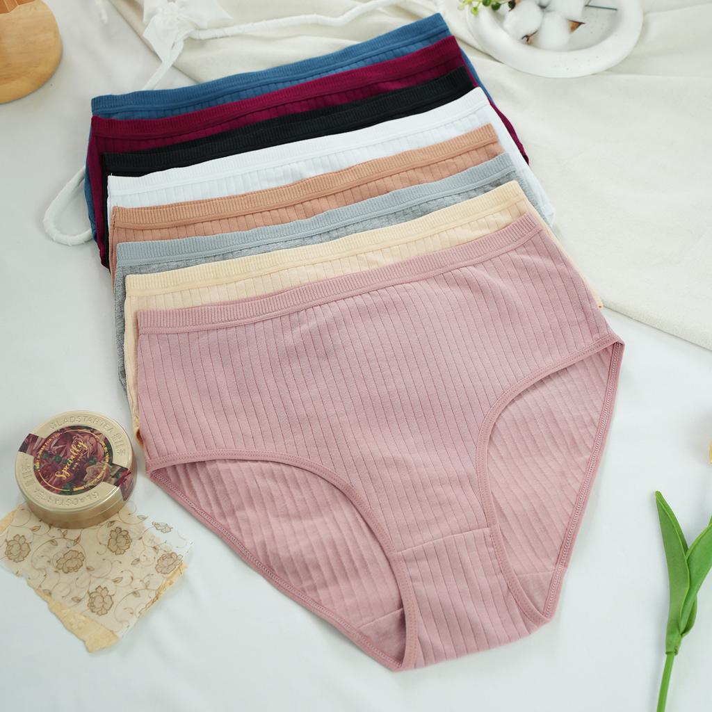Fashion Summer Simple Mid Waist Underwear Comfortable Breathable Soft Skin Friendly Women's Pure Cotton Triangle Panties