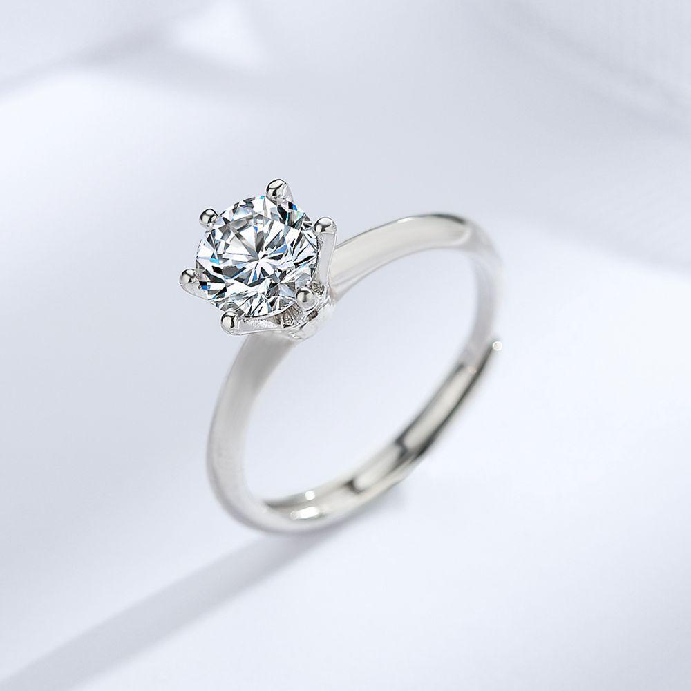 

Кольцо с короной из серебра 925 пробы с шестью когтями, женское, классическое, 18-каратное, с бриллиантами, 123 карата, платиновое, обручальное, розовое золото, открытое кольцо Opening adjustable