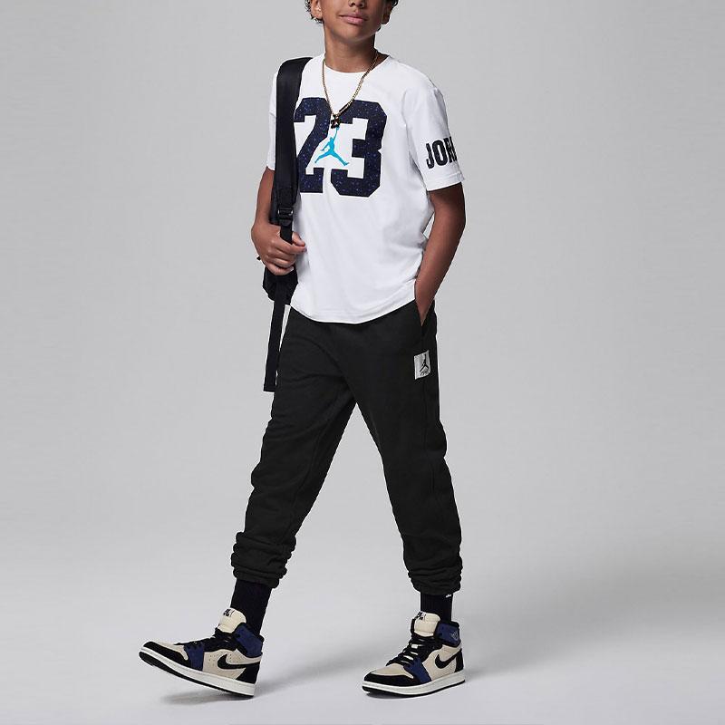 Jordan 23 Estampado de Logotipo de Número Moteado Camiseta Deportiva de Manga Corta para Niños Tops Blanco FV2625-100