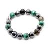 [Sekuki] AAAA Natural Stone Malachite & Hematite Celestial Stone 12mm Prayer Bead Power Stone Bracelet [b151]