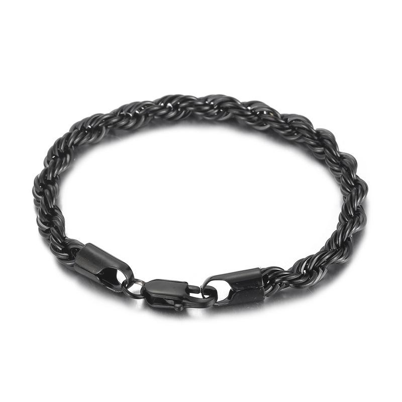 Titanium Steel Jewelry, Simple Male Japanese Buckle Twist Chain 4/6/8 Mm Twist Rope Chain Bracelet