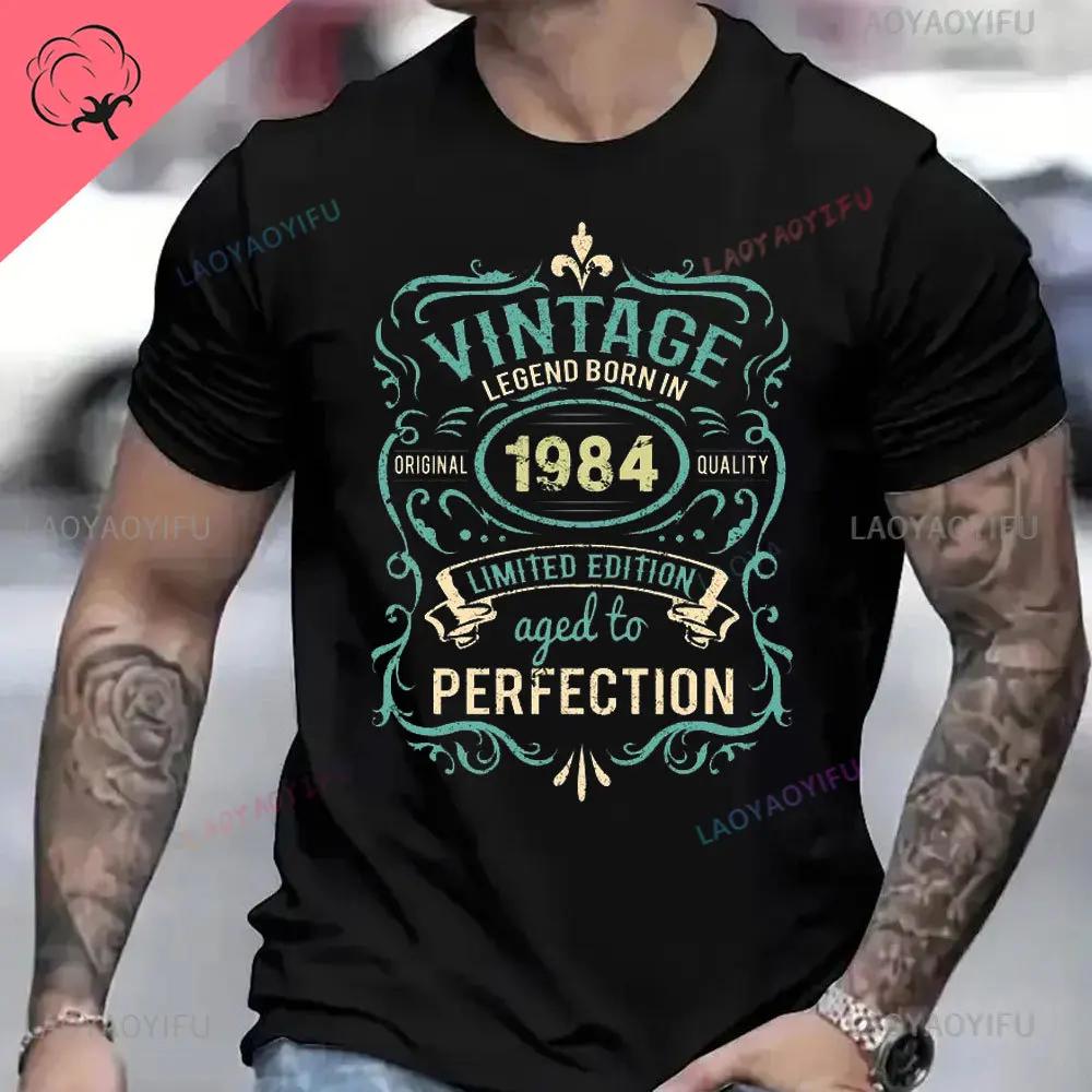 Vintage 1984 Birthday Cotton T Shirts for Men Women Short Sleeve Clothing Retro Tshirts Born in 1984 Clothes for Men Tops Tee