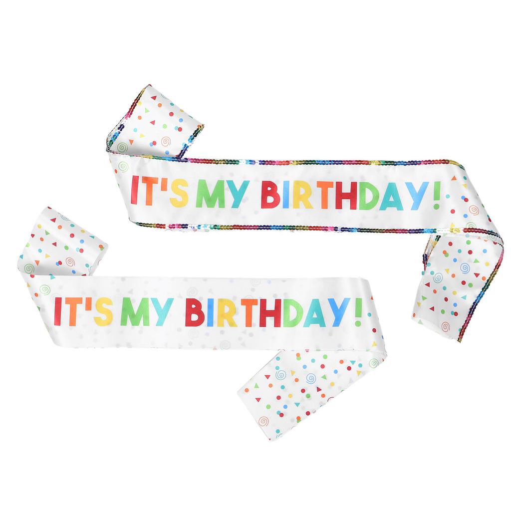 2Pcs Satin Birthday Sash for Women Girls Elegant Shoulder Strap Set It's My Birthday Party Decorations 31.4 Inch Adjustable