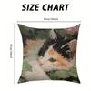 Calico Cat in Garden square Jacquard Pillow Cover for Sofa Office Waist Cushion Cover Home Decorative Pillowcase