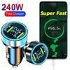 240W 2 Port Super Fast USB Car Charger USB Charging Adapter Digital Display For IPhone Samsung Xiaomi Huawei Car Accessories
