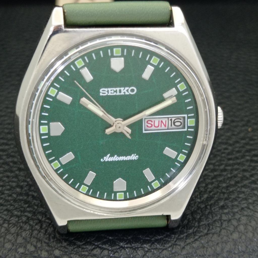SEIKO AUTOMATIC 6309A JAPAN MENS VINTAGE GREEN COLOR DIAL WATCH a701448-5 R206b-a701448
