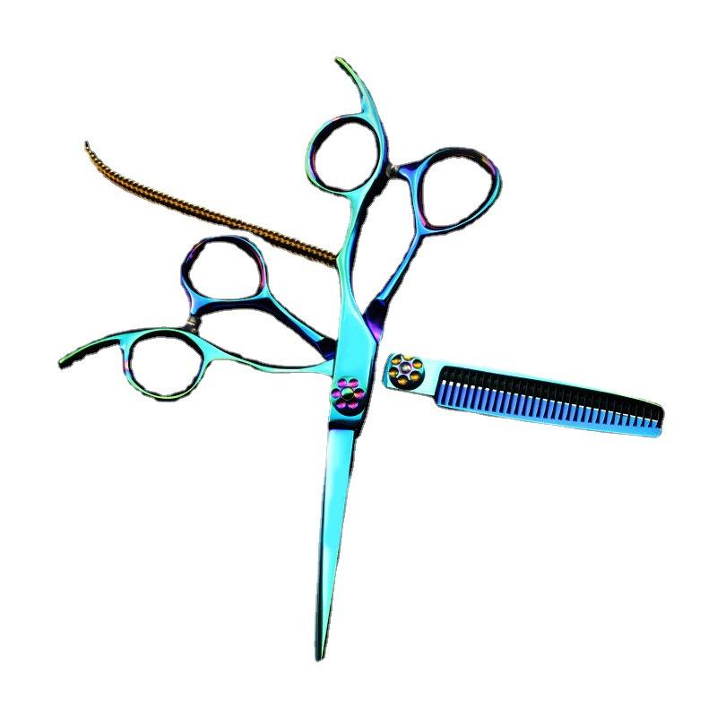 Green Gmc-02 High-End Bao Hair Scissors, Hair Scissors, Flat Scissors, Bangs, Tooth Scissors, Thin Scissors green leopard style flat scissors