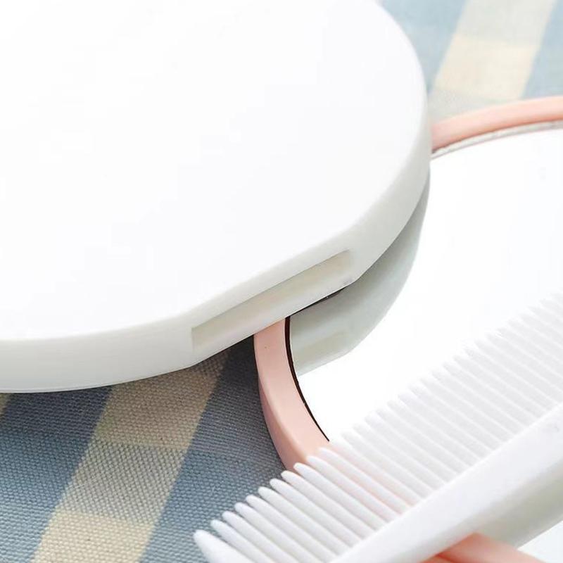 Cartoon Cat Makeup Mirror On Handle Mini Vanity Mirrors Hair Comb Integrated High Definition Portable Women Girl Cosmetic Tools