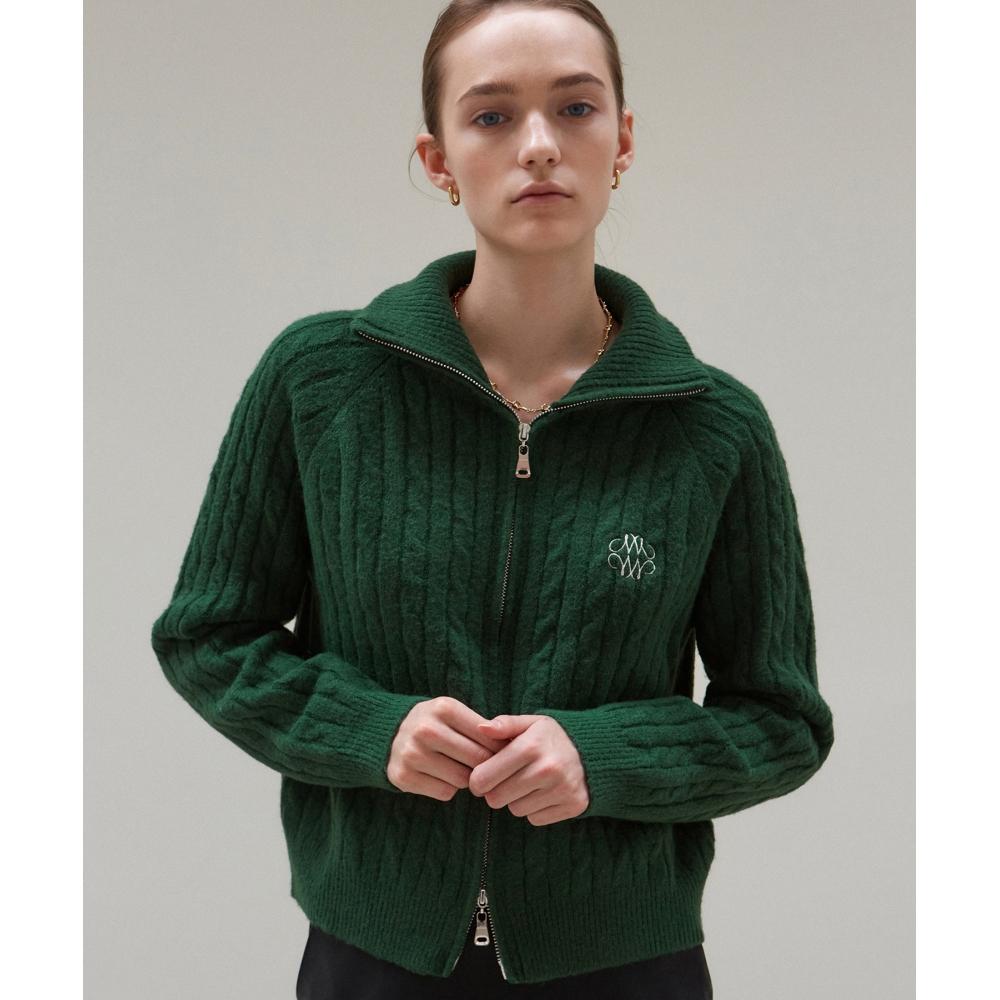 

NICKNICOLE NICOLE TWO WAY HIGH NECK CARDIGANGREEN