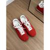 Cowhide Version~ Genuine Leather Flat Bottom Round Head Retro Red Women's Lace-up Versatile Board Shoes Casual Shoes