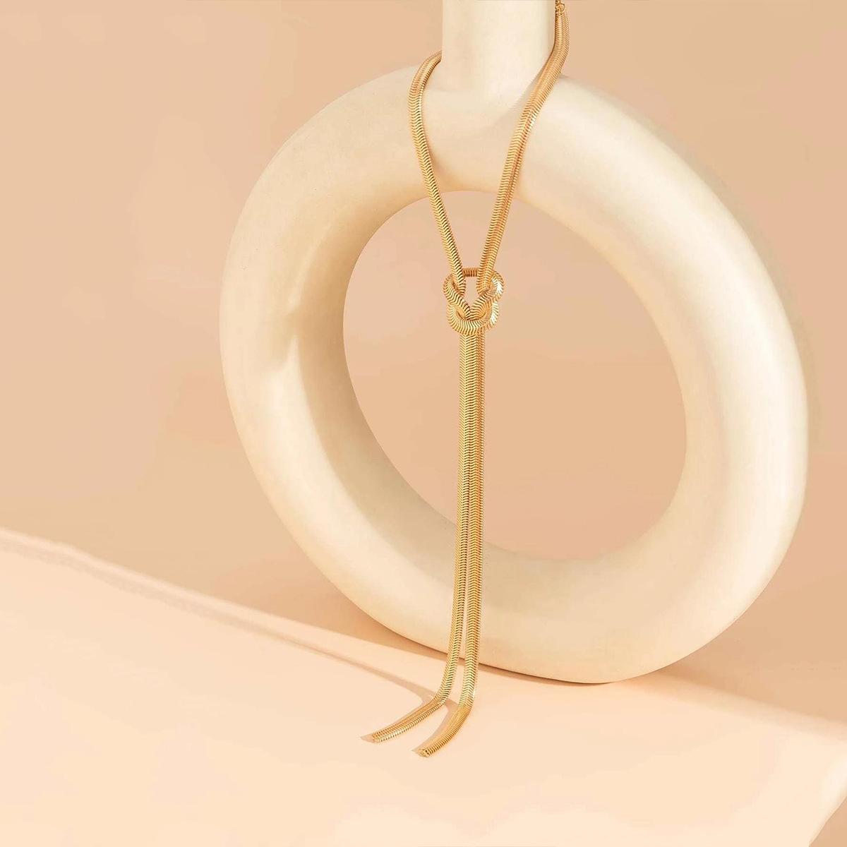 Новая модная змеиная костяная цепь, узловая длинная цепочка, персонализированная цепочка, цепочка на ключицы с кисточкой 35CM