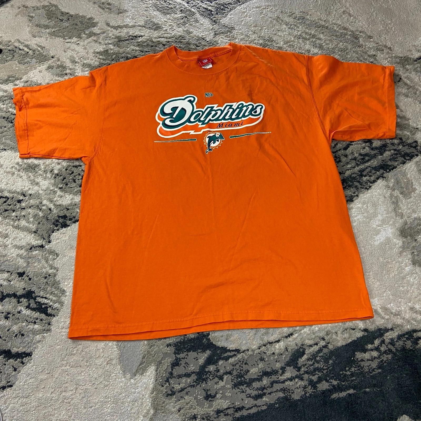 VTG Y2K Miami Dolphins T Shirt Mens 2XL Orange VF Imagewear NFL Cotton XL
