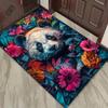 Panda Floral Rug - Colorful Tropical Flowers and Adorable Panda for Living Room Decor | Nature Inspired Carpets