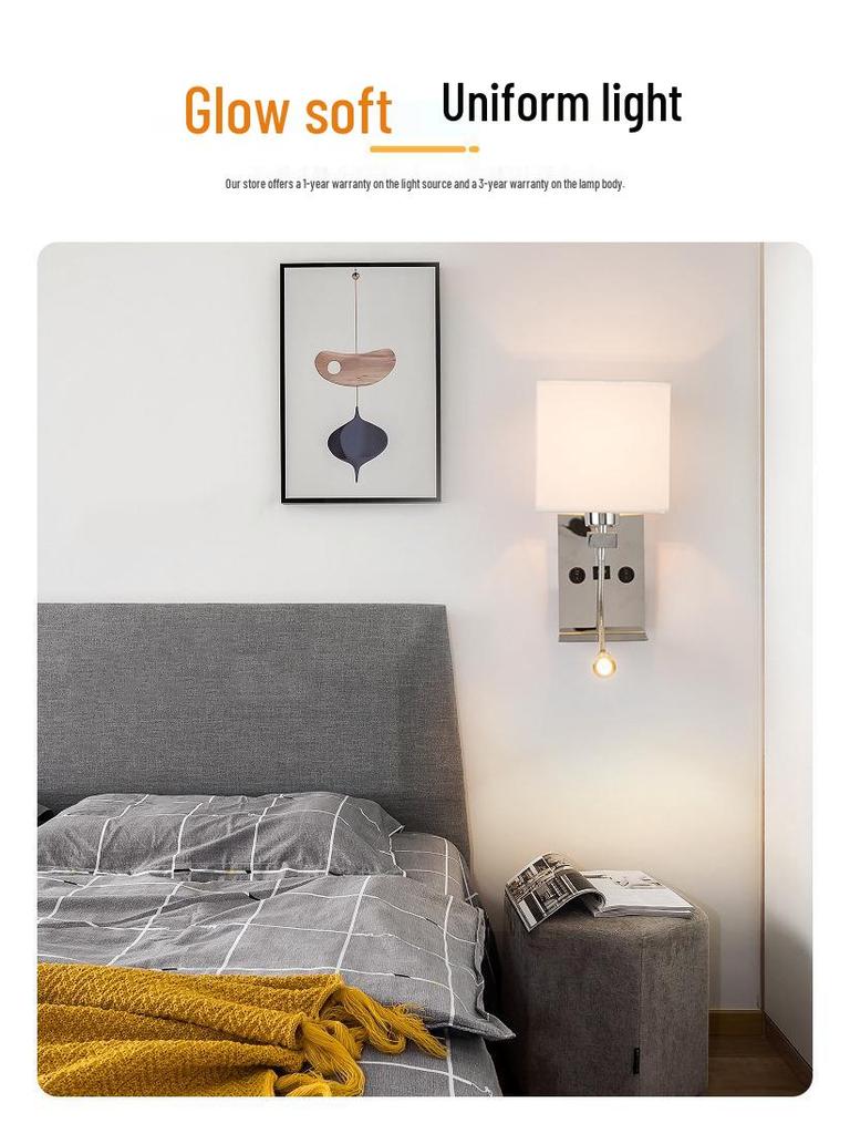 Custom Cross-Border Nordic-American Fabric Wall Lamp for Hotel, Living Room, or Bedroom Bedside Reading