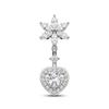 Hypoallergenic Stainless Steel Belly Button Ring Shiny Flower Heart Dangle Fadeless Navel Jewelry for Summer Daily Outfit Matching
